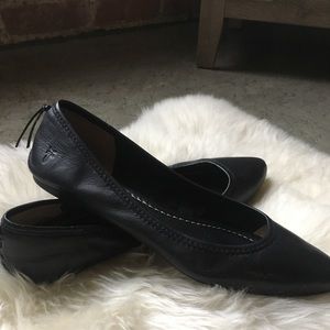 Frye Regina Flats, Black Leather, Size 9.5